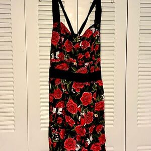 Disney Villains Queen of Hearts Black and Red Floral Jumpsuit